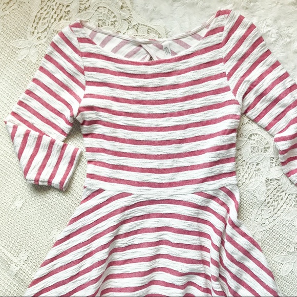 {Free People} Striped Knit A-line Cut-out Dress - Picture 2 of 5